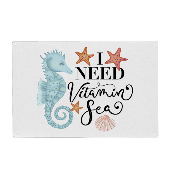 Metall Poster "All I Need Is Vitamin Sea" artboxONE - Typografie,Tiere,Lustig