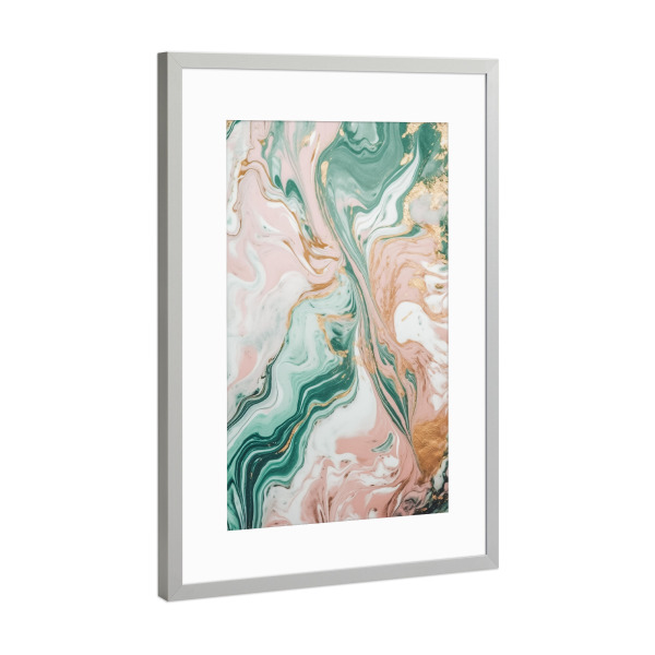 Poster mit Rahmen Silber "Marmor Abstrakt" artboxONE - Abstrakt,Marmor