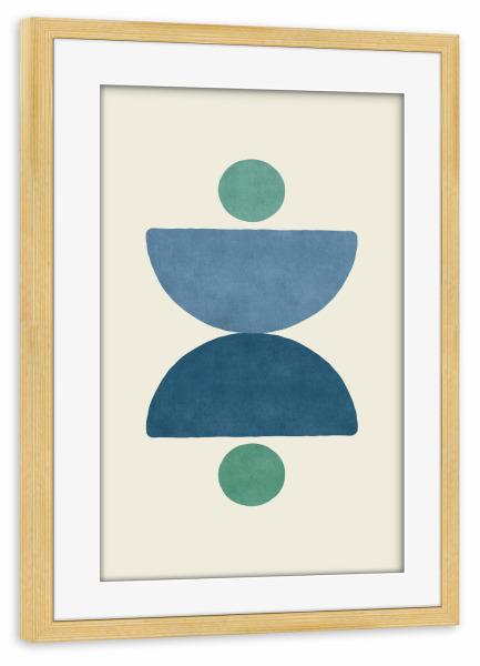 Poster mit Rahmen kiefer "Halbkreis-Unruh – blau" artboxONE - Abstrakt,Geometrie