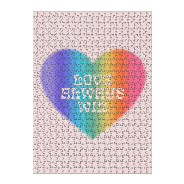 Puzzle Ravensburger "Liebe gewinnt immer" artboxONE - Menschen,Liebe - Stolz,Stolzmonat,Herz,Aura,Regenbogen,Zitat,Typografie,Liebe,Liebe ist liebe