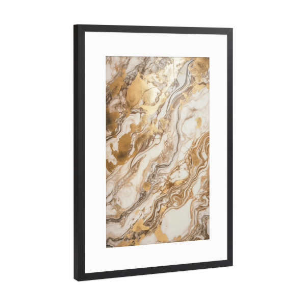 Poster mit Rahmen Schwarz (Metallic) "Marmor Gold braun" artboxONE - Abstrakt,Marmor