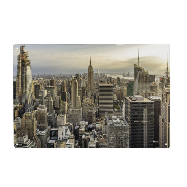 Holzbild "Sonnenuntergang Skyline New York" artboxONE - Städte / New York,Architektur,Reise / Länder