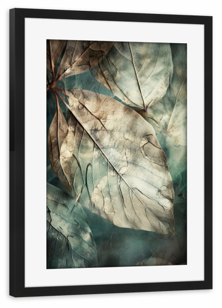 Poster mit Rahmen schwarz "Blattgrün modern" artboxONE - Natur,Floral,Abstrakt