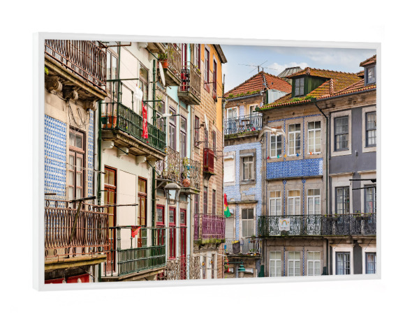 Poster mit weißem Rahmen "Typische Häuser Porto Portugal" artboxONE - Städte,Reise,Architektur