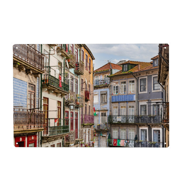 Holzbild "Typische Häuser Porto Portugal" artboxONE - Städte,Reise,Architektur