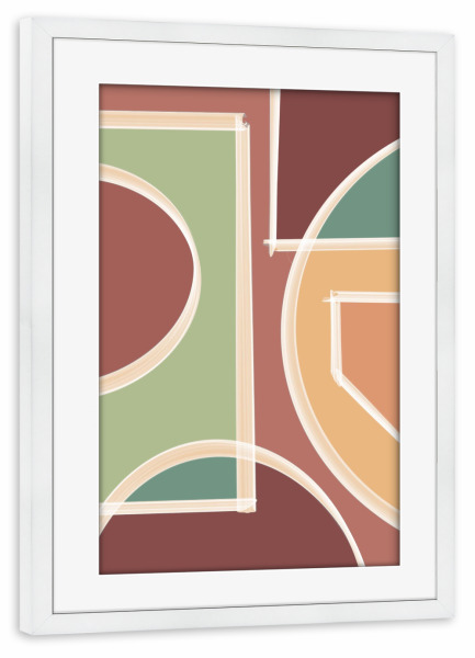 Poster mit Rahmen weiß "Abstrakt Herbstfarben" artboxONE - Abstrakt,Geometrie - Abstrakt,Art,Kunst,Zeichnung,Herbst,Bunt,Formen