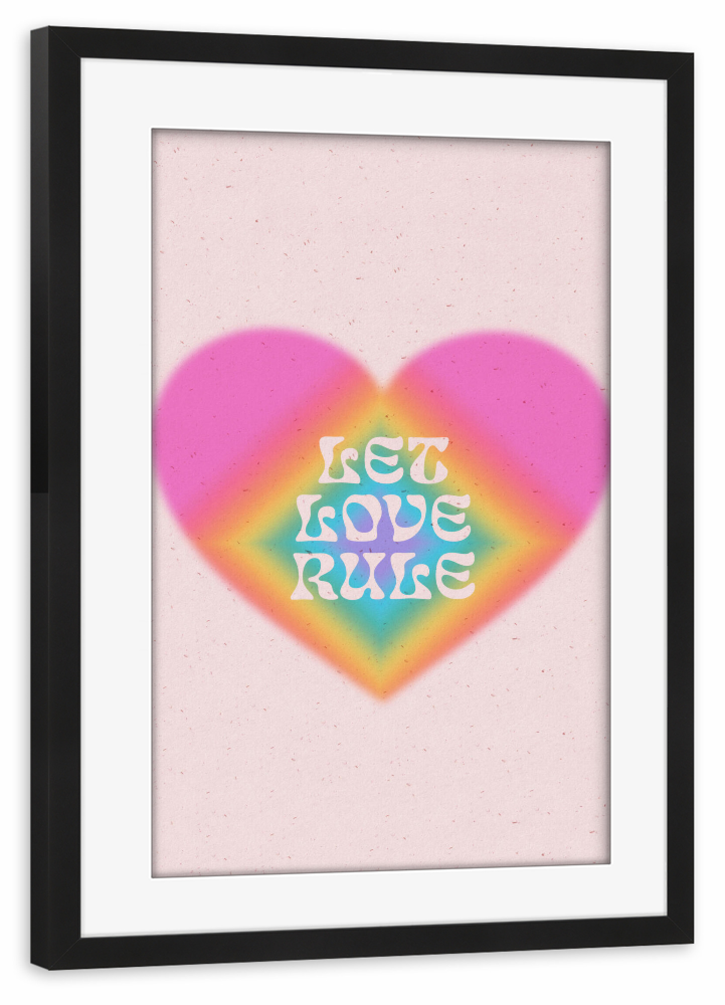 Poster mit Rahmen schwarz "Let Love Rule Rainbow" artboxONE - Menschen,Liebe - Liebe,Stolz,Stolzmonat,Liebe ist liebe,Regenbogen,Aura,Herz