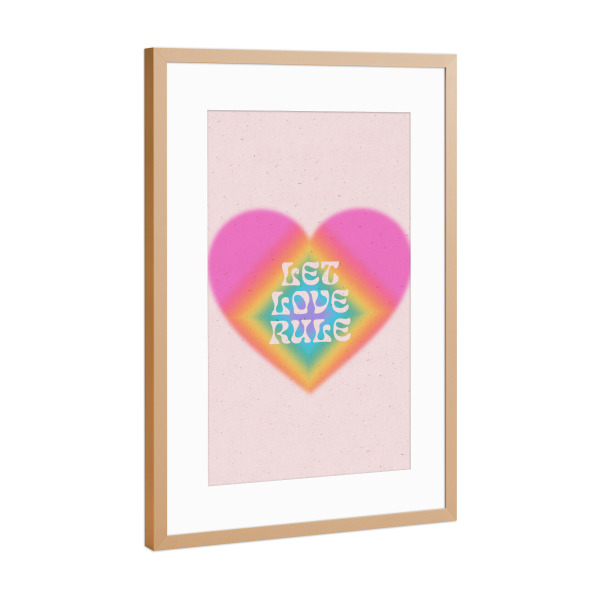 Poster mit Rahmen Kupfer "Let Love Rule Rainbow" artboxONE - Menschen,Liebe - Liebe,Stolz,Stolzmonat,Liebe ist liebe,Regenbogen,Aura,Herz