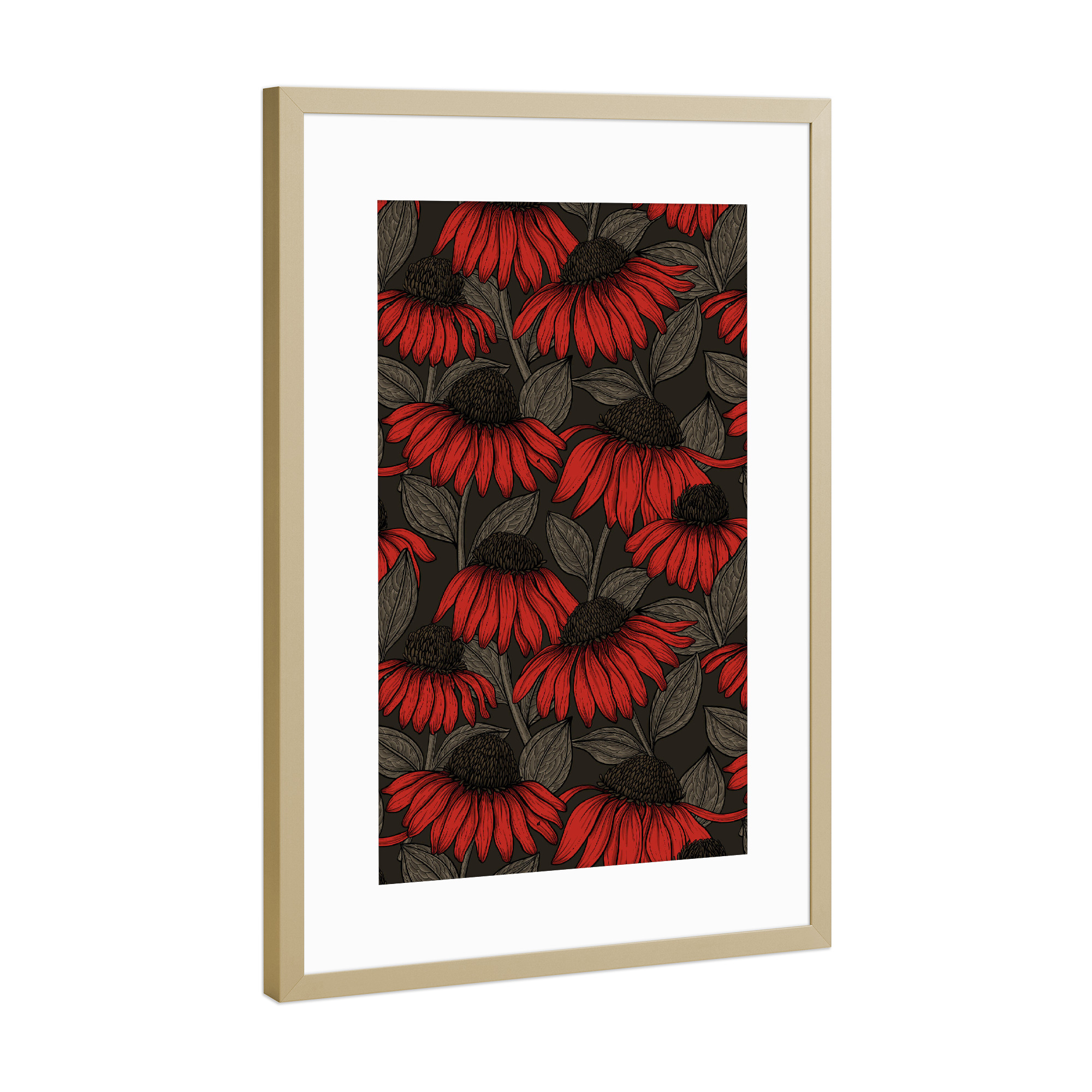 Poster mit Rahmen Gold "Roten Sonnenhut" artboxONE - Natur,Floral,Tiere