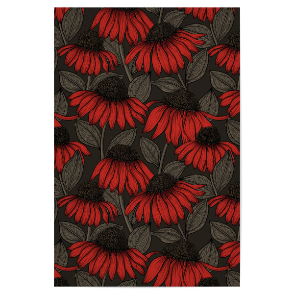 Poster "Roten Sonnenhut" artboxONE - Natur,Floral,Tiere - Sonnenhut,Echinacea,Blumen,Blume,Blatt,Botanische,Natur,Muster,Blüte,Garten,Kraut