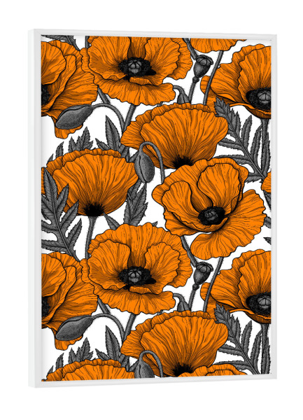 Poster mit weißem Rahmen "Orangefarbene Mohnblumen" artboxONE - Natur,Floral
