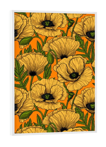 Poster mit weißem Rahmen "Gelbe Mohnblumen" artboxONE - Natur,Floral