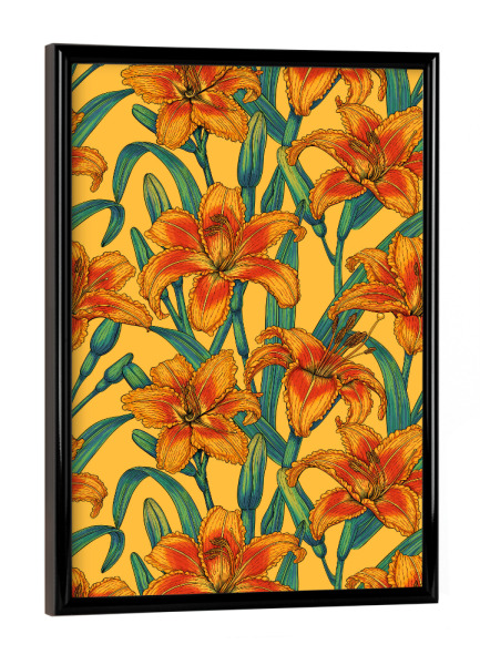 Poster mit schwarzem Rahmen "Orangefarbene Lilien" artboxONE - Natur,Floral
