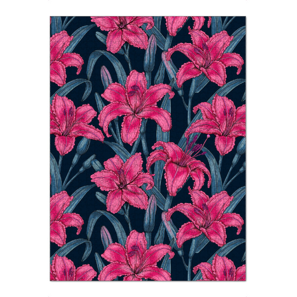 Puzzle Ravensburger "Rote Lilien" artboxONE - Natur,Floral - Muster,Natur,Jahrgang,Botanisch,Blumen,Knospe,Blume,Garten,Blatt,Rose,Vogel,Zaunkönig