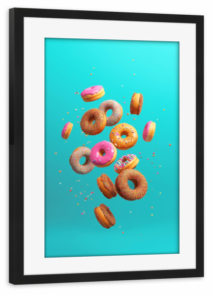 Poster mit Rahmen schwarz "Happy Donuts - Cake" artboxONE - Essen & Trinken,Liebe,Lustig