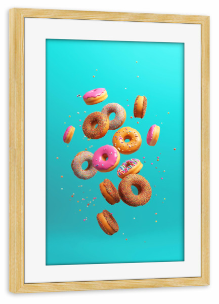Poster mit Rahmen kiefer "Happy Donuts - Cake" artboxONE - Essen & Trinken,Liebe,Lustig