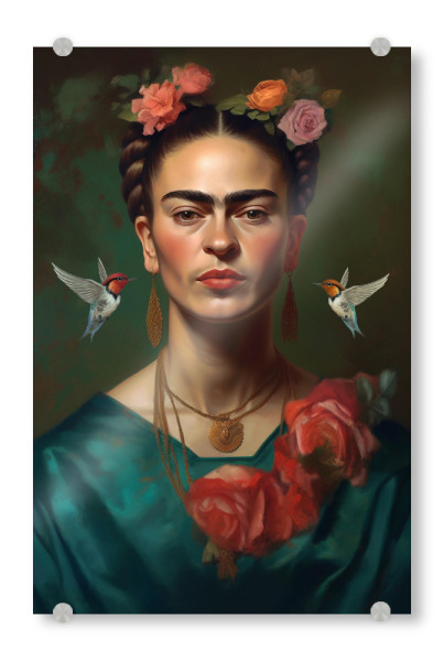 Acrylglasbild "Frida Kahlo color" artboxONE - Floral,Abstrakt,Menschen