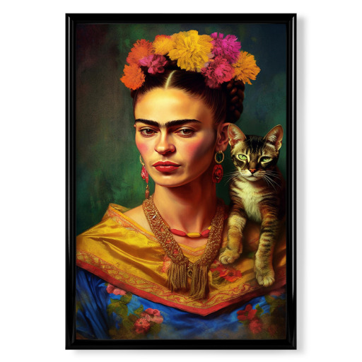 Frida Kahlo mit Katze