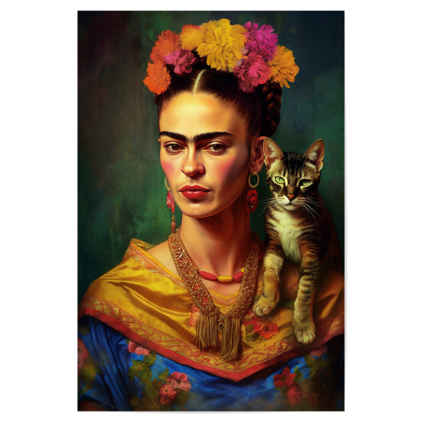 Poster "Frida Kahlo mit Katze" artboxONE - Abstrakt,Menschen,Fashion