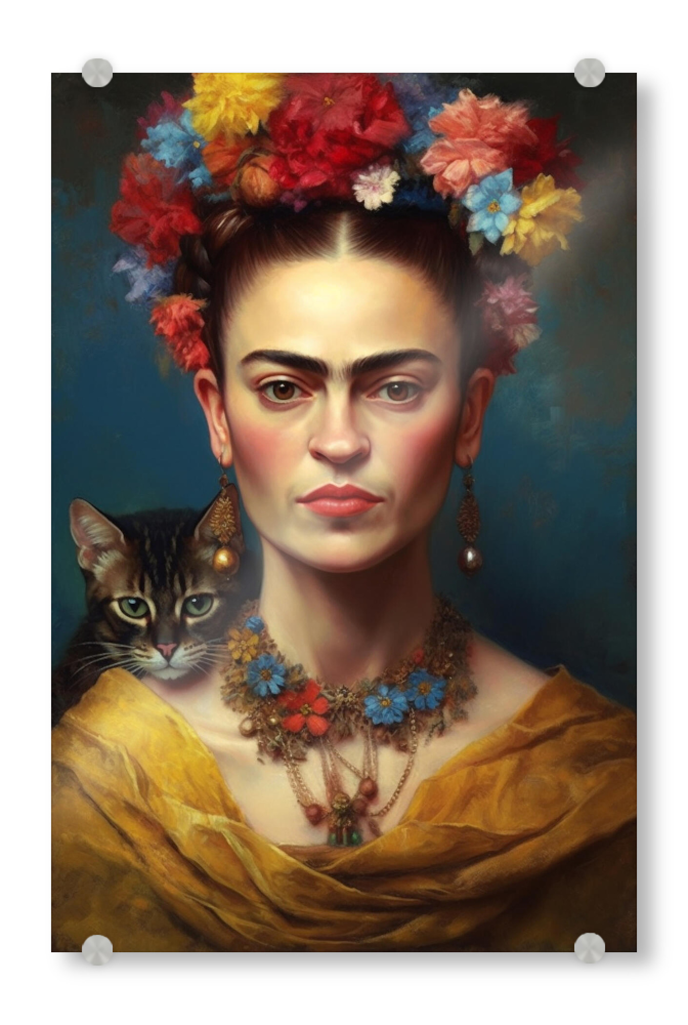 Acrylglasbild "Frida Kahlo Love Cats" artboxONE - Floral,Menschen,Fashion