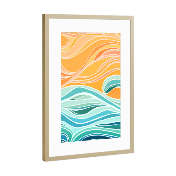 Poster mit Rahmen Gold "Sommerlicher Meerblick" artboxONE - Natur,Abstrakt,Reise / Strand und Meer