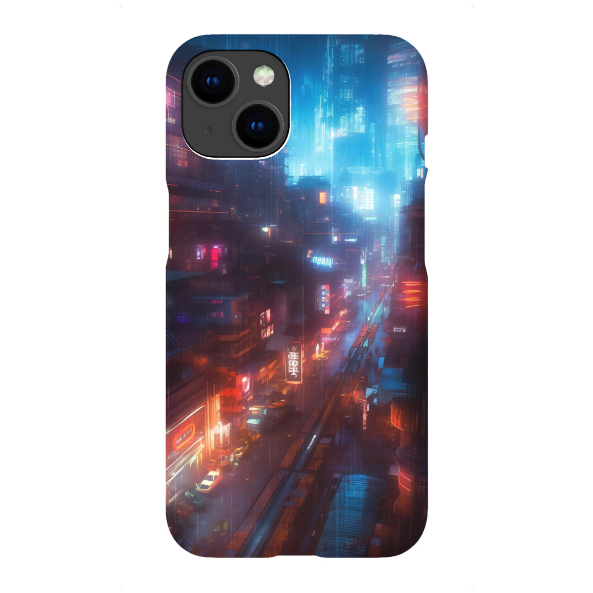 "Ein neonbeleuchtetes Stadtbild"für iPhone - Premium-Case Handyhülle artboxONE