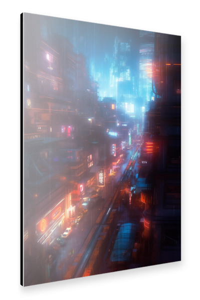 Alu-Dibond "Ein neonbeleuchtetes Stadtbild" 30x20 cm artboxONE