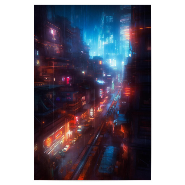 Poster "Ein neonbeleuchtetes Stadtbild" artboxONE - Städte,Architektur,Ultraviolet,Für Papa