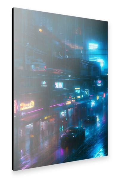 Alu-Dibond "Cyberpunk-Einkaufsstraße" 30x20 cm artboxONE