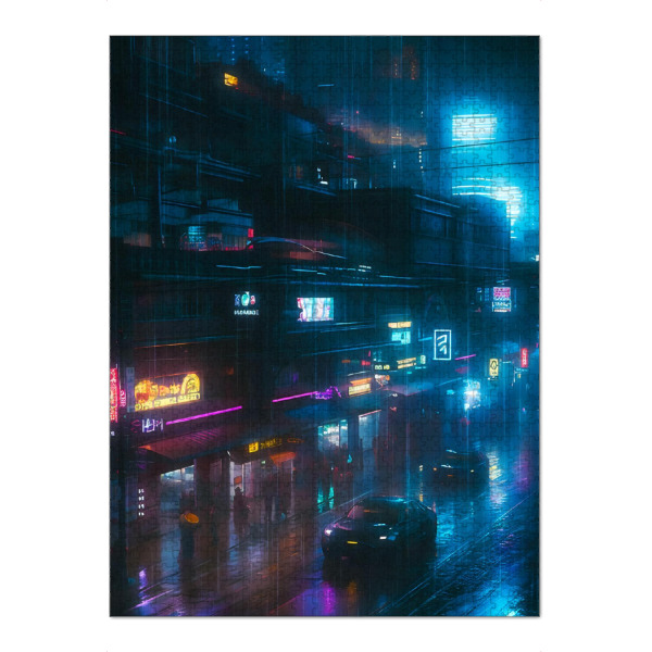Puzzle Ravensburger "Cyberpunk-Einkaufsstraße" artboxONE - Städte,Automobile,Fiktion,Für Papa