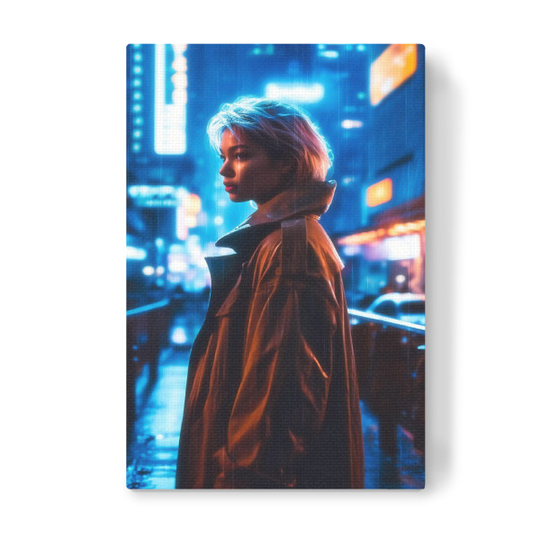 Leinwandbild "Eine Cyberpunk-Superheldin" artboxONE - Städte,Menschen,Fiktion