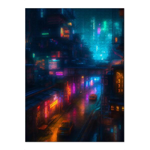 Puzzle Ravensburger "Leuchtendes Neon-Stadtbild" artboxONE - Städte,Architektur,Für Papa