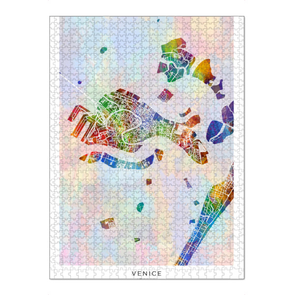 Puzzle Ravensburger "Venedig Italien Stadtplan Farbe" artboxONE - Städte - Venedig,Italien,Stadtkarte,Karte,Stadtplan,Aquarell,Malerei