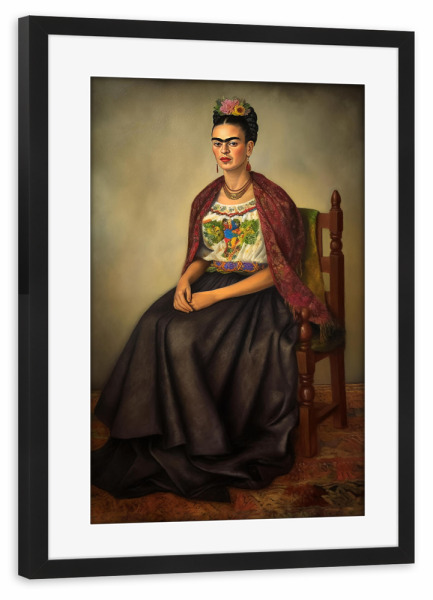 Poster mit Rahmen schwarz "Frida Kahlo artwork" artboxONE - Floral,Menschen,Fashion