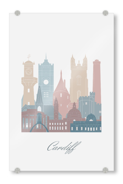 Acrylglasbild "Skyline-Stil von Cardiff" artboxONE - Städte,Reise,Architektur,Kartografie