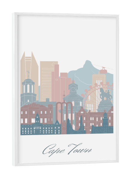 Poster mit weißem Rahmen "Erdtöne der Skyline von Kapstadt" artboxONE - Städte,Reise,Architektur,Kartografie