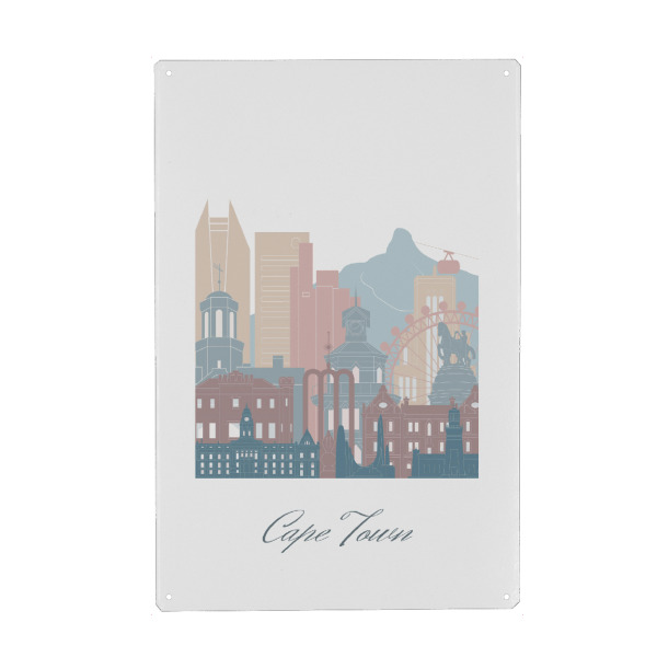 Holzbild "Erdtöne der Skyline von Kapstadt" artboxONE - Städte,Reise,Architektur,Kartografie