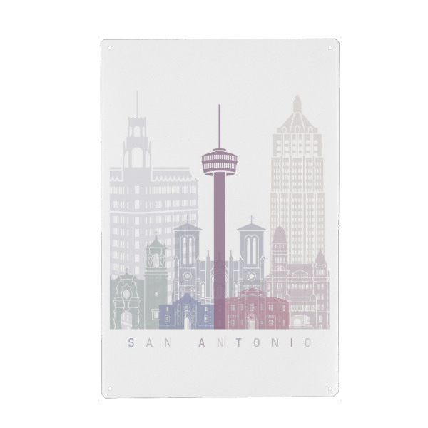 Holzbild "SAN ANTONIO SKYLINE PASTELL" artboxONE - Städte,Architektur