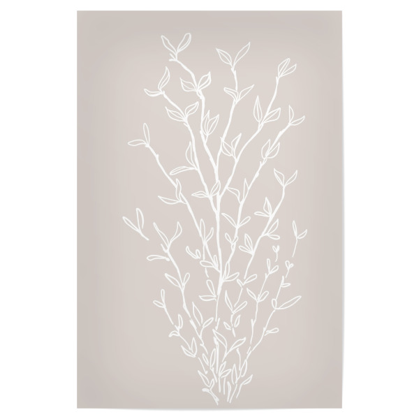 Poster "Garranzweige in Beige" artboxONE - Floral - Zweig,Blätter,Illustration,Strichzeichnungen,Minimalistisch,Minimalismus,Scandi