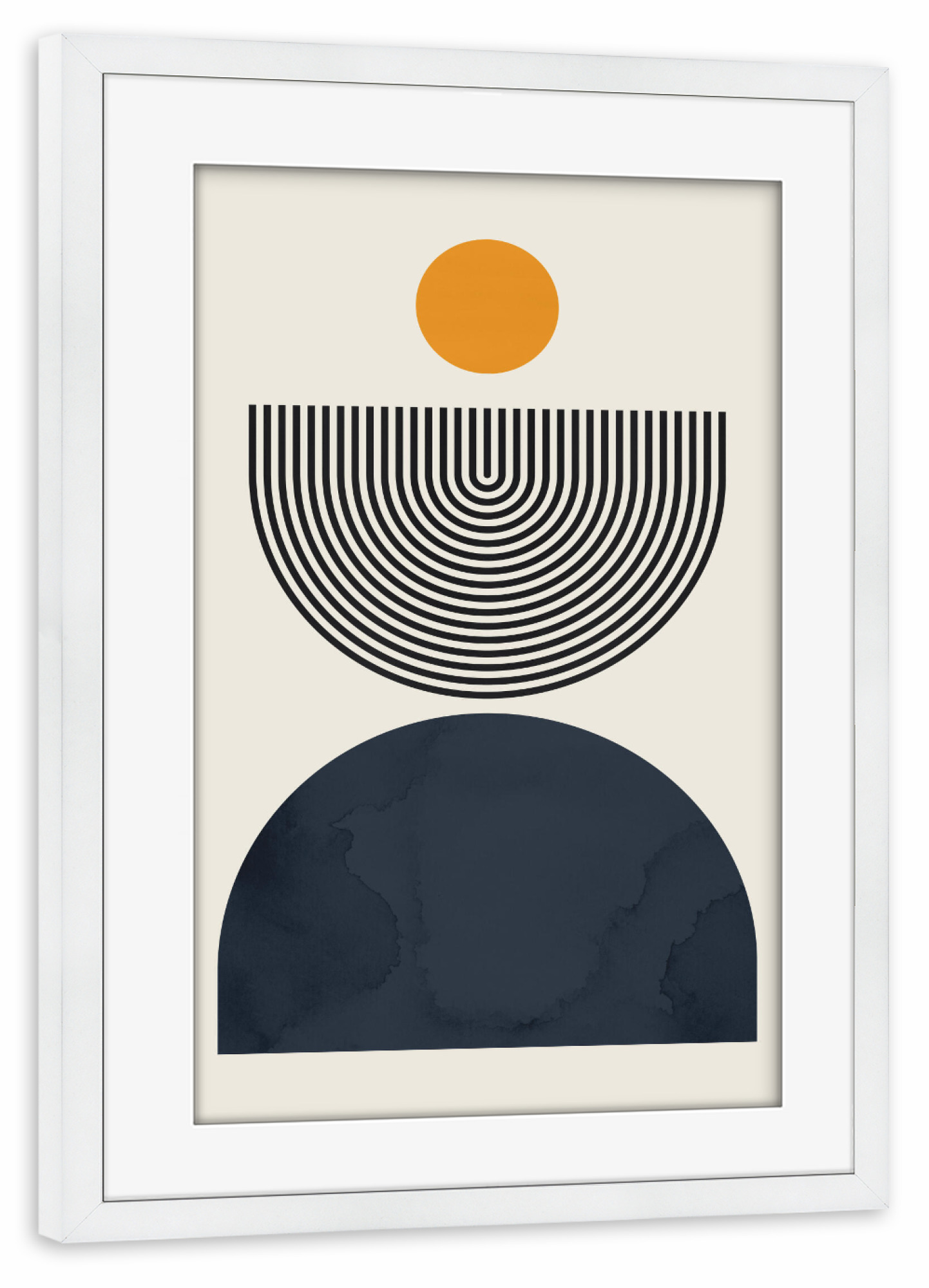 Poster mit Rahmen weiß "Circles and lines B" artboxONE - Abstrakt,Geometrie