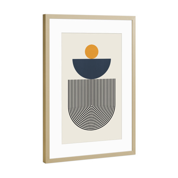 Poster mit Rahmen Gold "Kreise und Linien A" artboxONE - Abstrakt,Geometrie