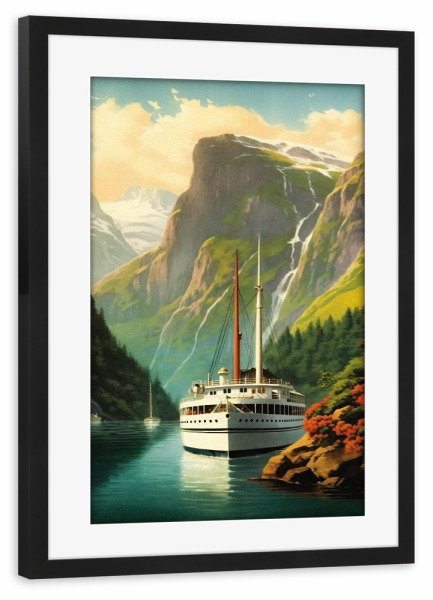 Poster mit Rahmen schwarz "Norwegischer Fjord" artboxONE - Städte,Natur,Reise