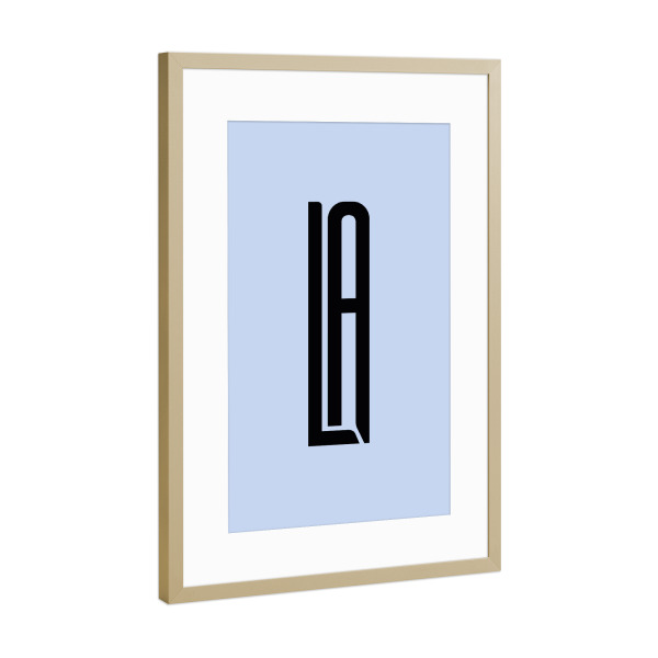 Poster mit Rahmen Gold "LA Kürzel" artboxONE - Typografie,Städte / Los Angeles