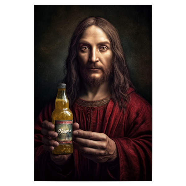 Poster "Salvador Mundi Cheers" artboxONE - Menschen,Fiktion,Lustig