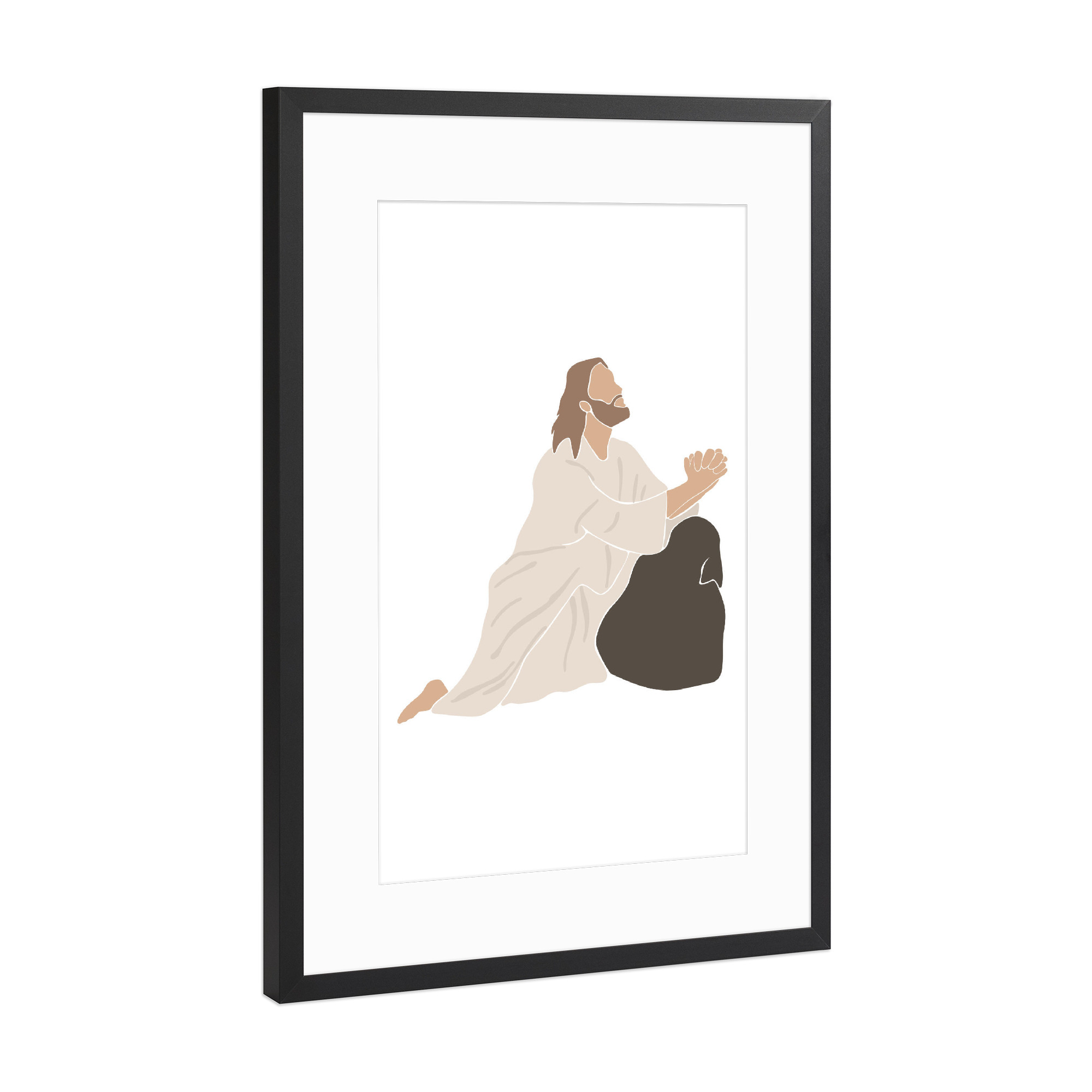 Poster mit Rahmen Schwarz (Metallic) "Jesus betet Designkunst" artboxONE - Abstrakt,Menschen