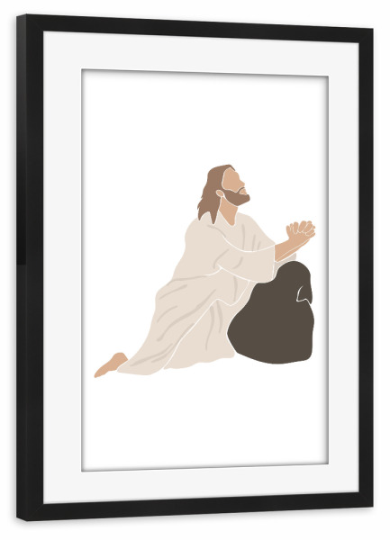 Poster mit Rahmen schwarz "Jesus betet Designkunst" artboxONE - Abstrakt,Menschen