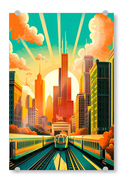 Acrylglasbild "Retro-Chicago" artboxONE - Reise,Architektur,Städte / Chicago