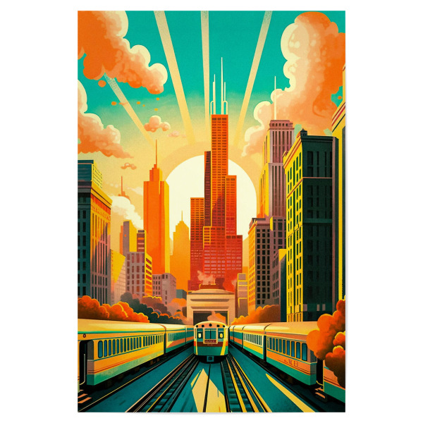 Poster 30x20 cm "Retro-Chicago" artboxONE - Reise,Architektur,Städte / Chicago