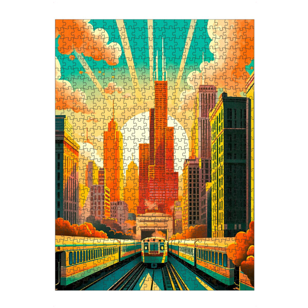Puzzle Ravensburger "Retro-Chicago" artboxONE - Reise,Architektur,Städte / Chicago