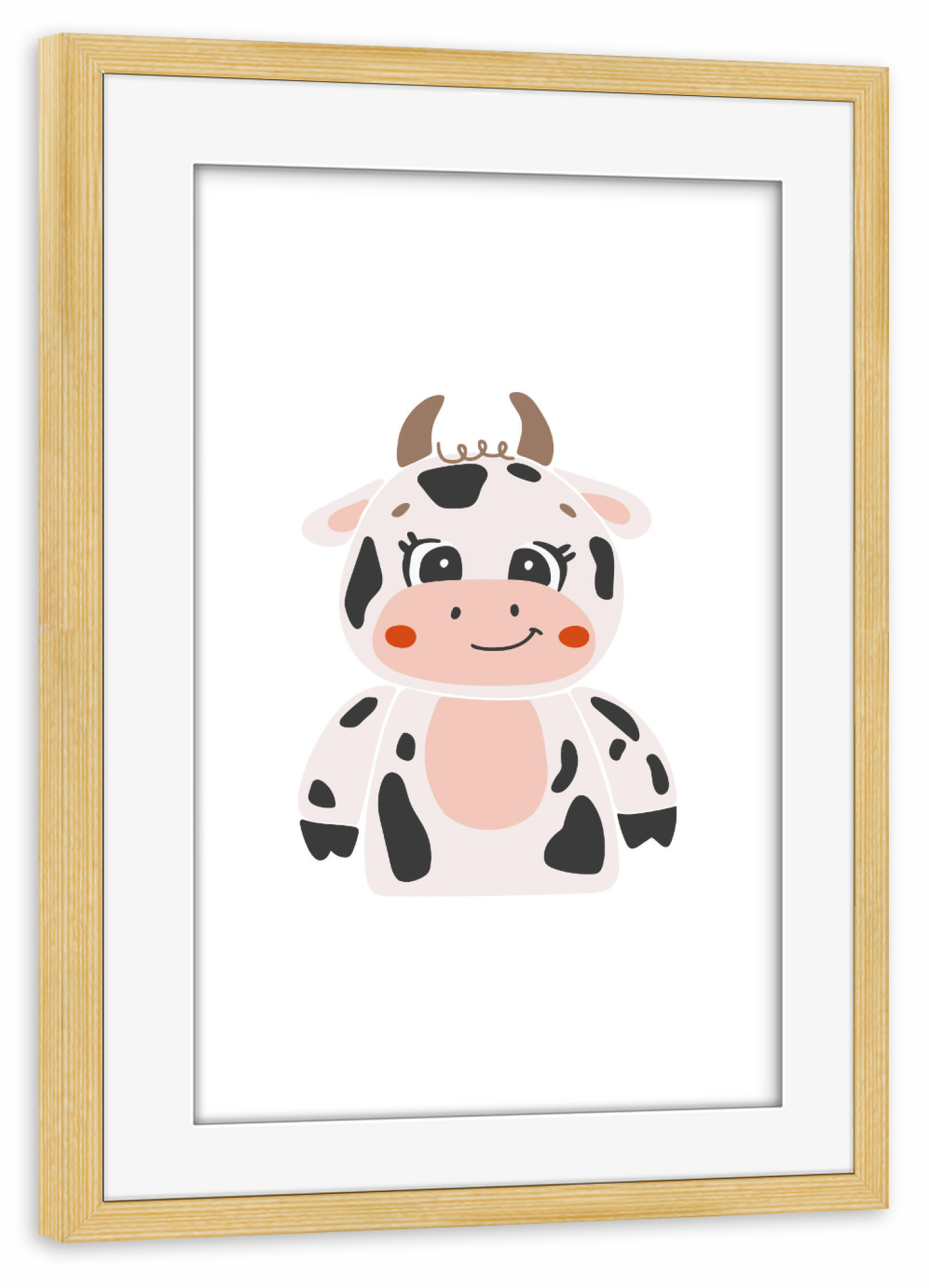 Poster mit Rahmen kiefer "Niedliche Kuhillustration" artboxONE - Für Kinder,Tiere
